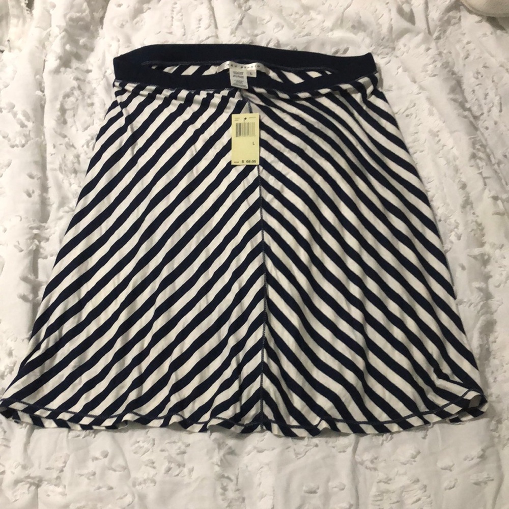 Blue and white striped skirt